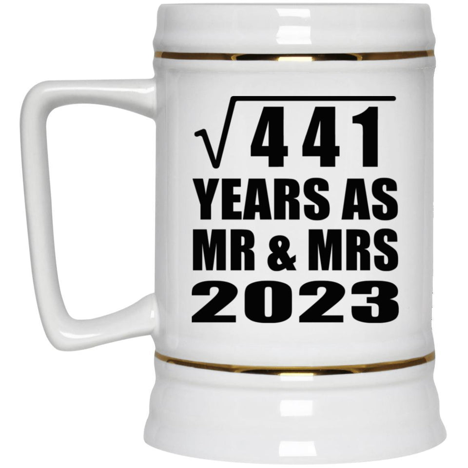 21st Anniversary Square Root of 441 Years As Mr & Mrs 2023 - Beer Stein