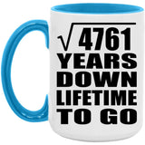 69th Anniversary Square Root of 4761 Years Lifetime To Go - 15oz Accent Mug Blue