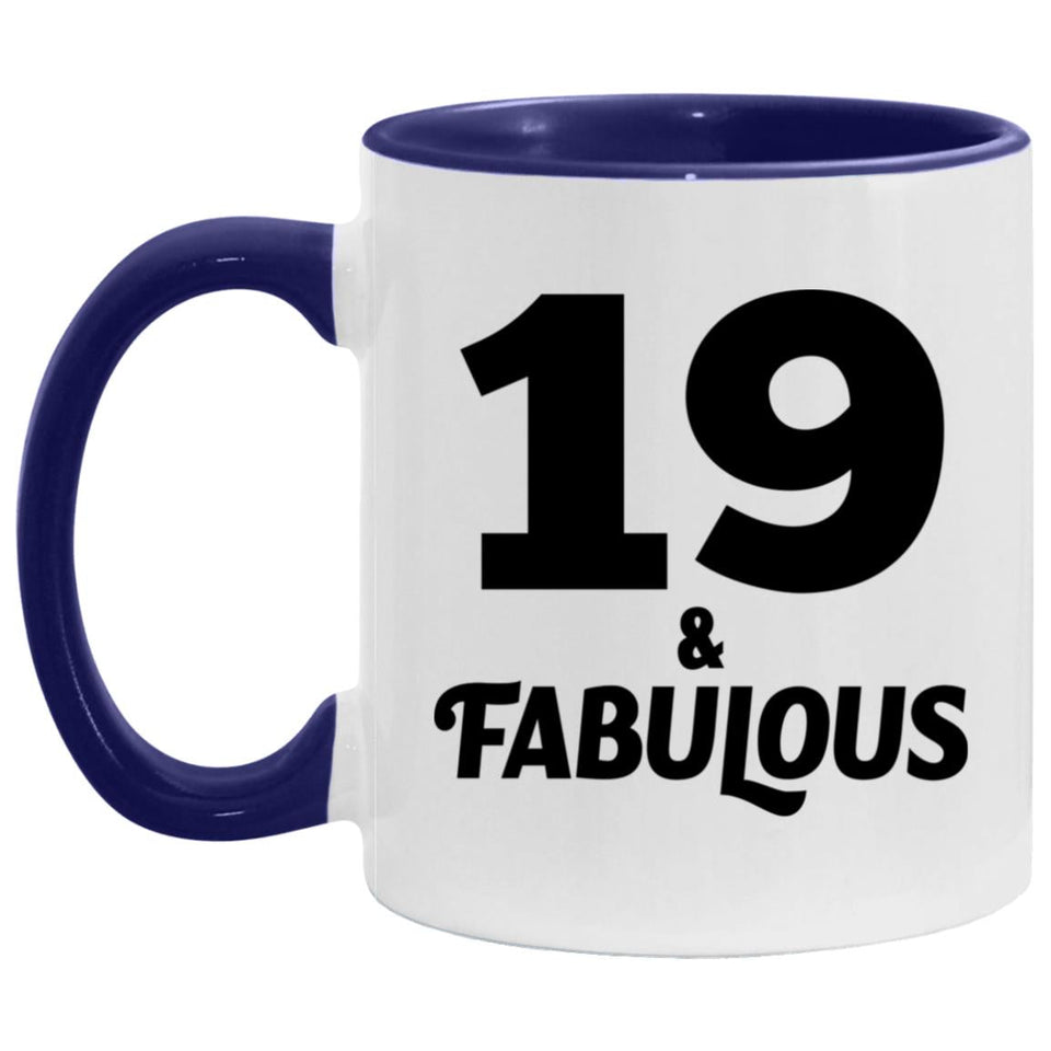 19th Birthday 19 & Fabulous - 11oz Accent Mug Purple