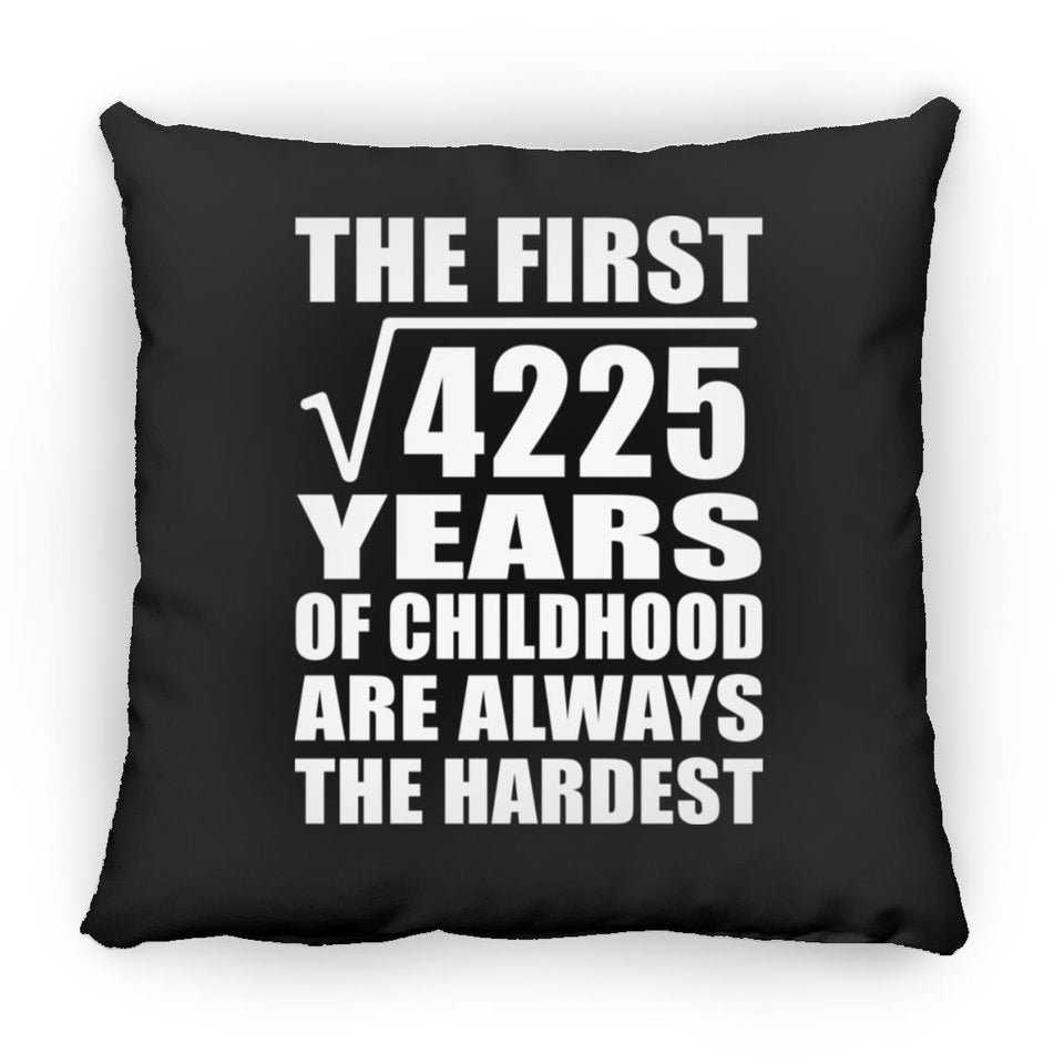 65th Birthday Square Root of 4225 Years of Childhood - Throw Pillow Black