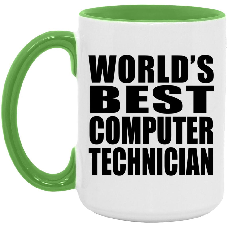 World's Best Computer Technician - 15oz Accent Mug Green