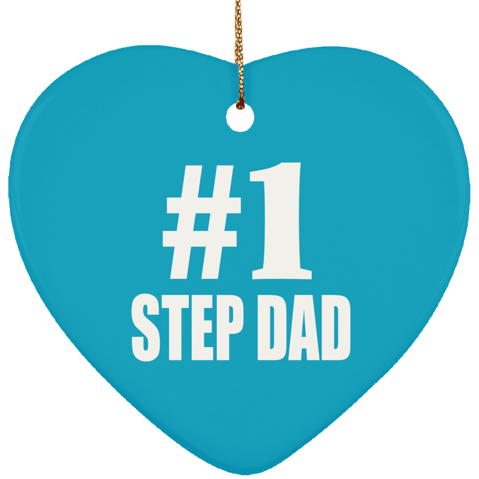 Number One #1 Step Dad - Heart Ornament