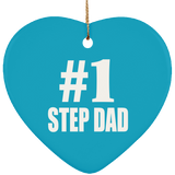 Number One #1 Step Dad - Heart Ornament
