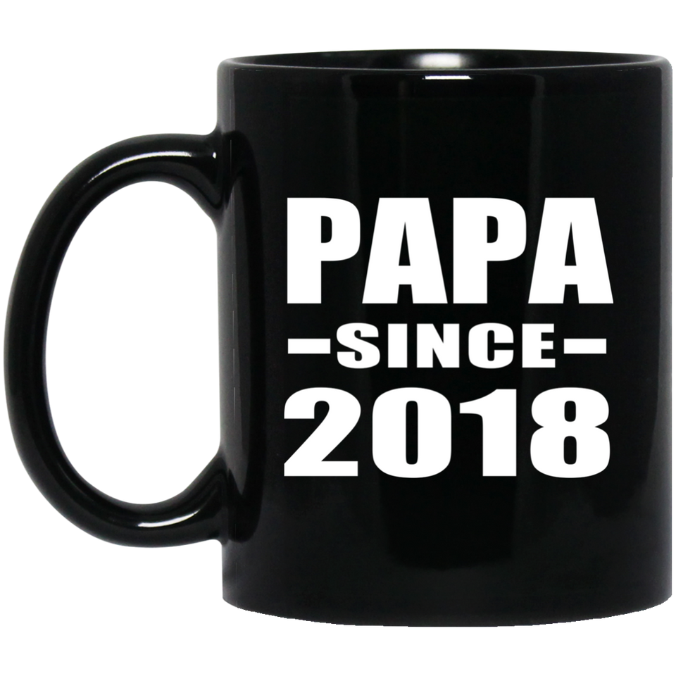 Papa Since 2018 - 11 Oz Coffee Mug Black