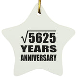 75th Anniversary Square Root of 5625 Years Anniversary - Star Ornament