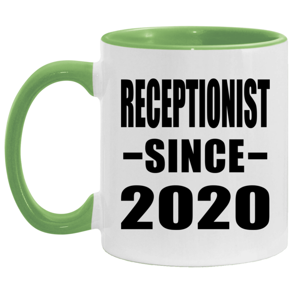 Receptionist Since 2020 - 11oz Accent Mug Green
