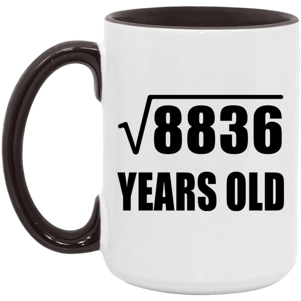94th Birthday Square Root of 8836 Years Old - 15oz Accent Mug Black
