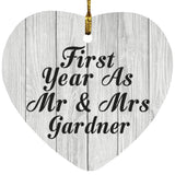 First Year As Mr & Mrs Gardner - Heart Ornament F
