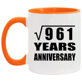 31st Anniversary Square Root of 961 Years Anniversary - 11oz Accent Mug Orange