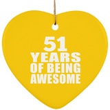 51st Birthday 51 Years Of Being Awesome - Heart Ornament