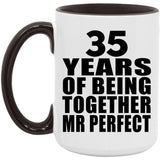 35th Anniversary 35 Years Of Being Mr Perfect - 15oz Accent Mug Black