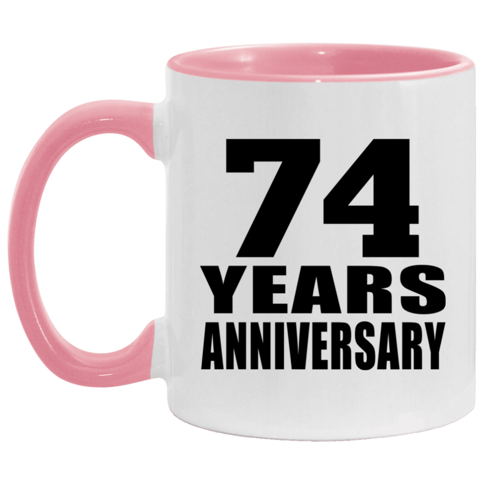 74th Anniversary 74 Years - 11oz Accent Mug Pink