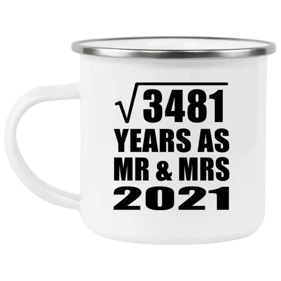 59th Anniversary Square Root of 3481 Years As Mr & Mrs 2021 - 12oz Camping Mug