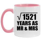 39th Anniversary Square Root of 1521 Years As Mr & Mrs - 11oz Accent Mug Pink