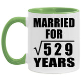 23rd Anniversary Married For Square Root of 529 Years - 11oz Accent Mug Green
