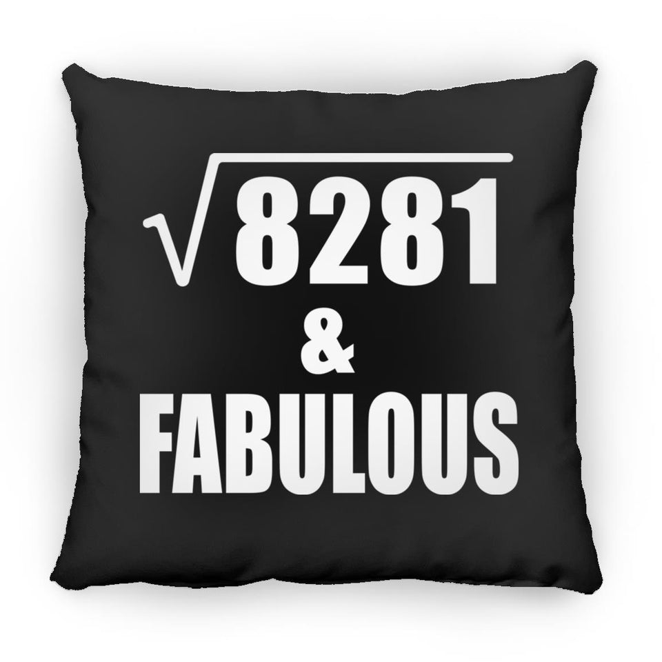 91st Birthday Square Root of 8281 & Fabulous - Throw Pillow Black
