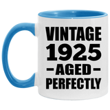99th Birthday Vintage 1925 Aged Perfectly - 11oz Accent Mug Blue