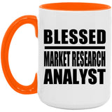 Blessed Market Research Analyst - 15oz Accent Mug Orange
