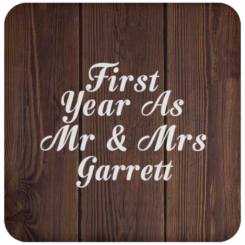 First Year As Mr & Mrs Garrett - Drink Coaster D