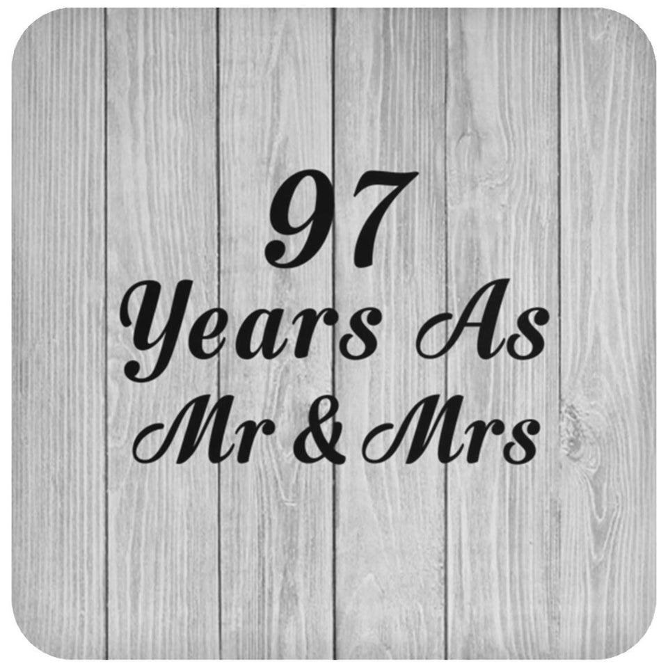 97th Anniversary 97 Years As Mr & Mrs - Drink Coaster F