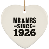 98th Anniversary Mr & Mrs Since 1926 - Heart Ornament