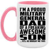 Proud Military General Dad Of Awesome Son - 15oz Accent Mug Pink