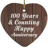 Happy 100th Anniversary 100 Years & Counting - Heart Ornament D