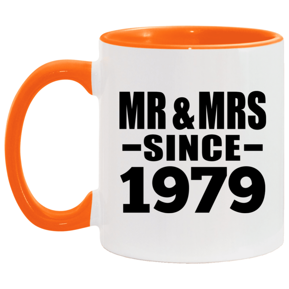 45th Anniversary Mr & Mrs Since 1979 - 11oz Accent Mug Orange