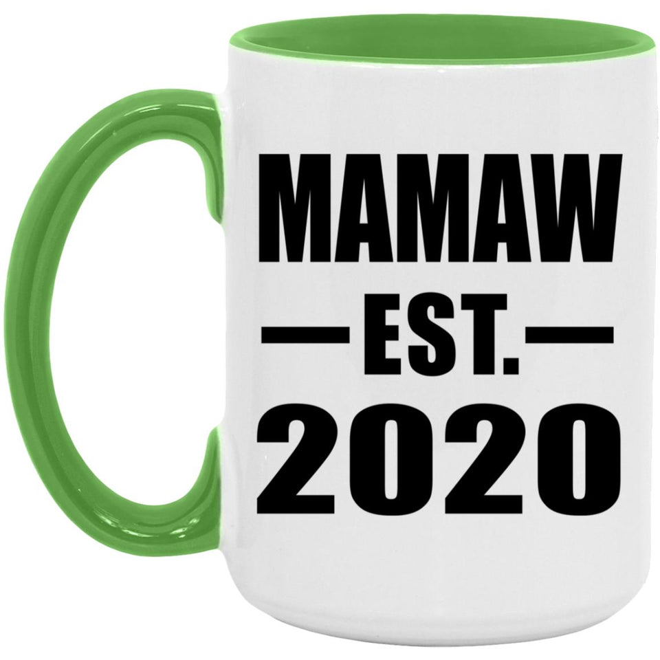 Mamaw Established EST. 2020 - 15oz Accent Mug Green