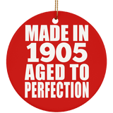 119th Birthday Made In 1905 Aged To Perfection - Circle Ornament