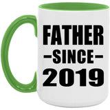 Father Since 2019 - 15oz Accent Mug Green