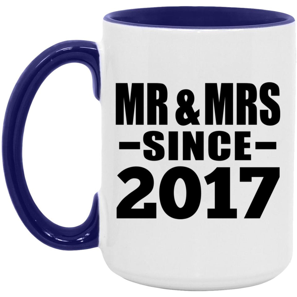 7th Anniversary Mr & Mrs Since 2017 - 15oz Accent Mug Purple