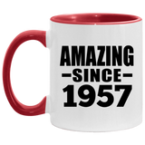67th Birthday Amazing Since 1957 - 11oz Accent Mug Red