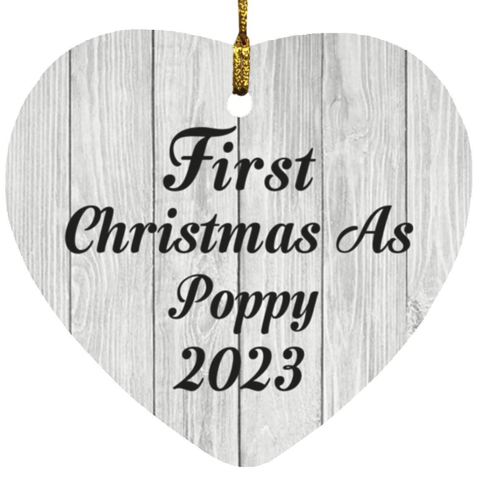 First Christmas As Poppy 2023 - Heart Ornament F