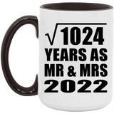 32nd Anniversary Square Root of 1024 Years As Mr & Mrs 2022 - 15oz Accent Mug Black