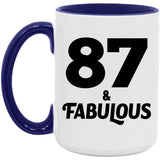 87th Birthday 87 & Fabulous - 15oz Accent Mug Purple