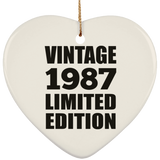 37th Birthday Vintage 1987 Limited Edition - Heart Ornament