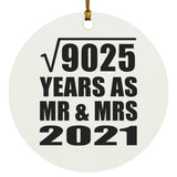 95th Anniversary Square Root of 9025 Years As Mr & Mrs 2021 - Circle Ornament