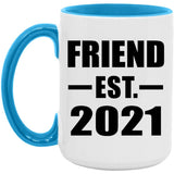 Friend Established EST. 2021 - 15oz Accent Mug Blue