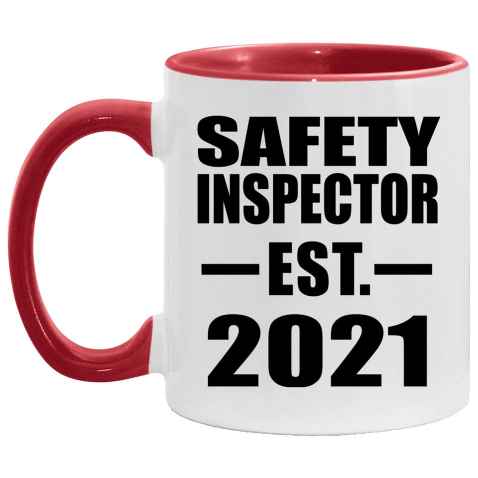 Safety Inspector Established EST. 2021 - 11oz Accent Mug Red