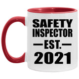 Safety Inspector Established EST. 2021 - 11oz Accent Mug Red