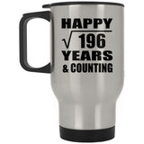 Happy 14th Anniversary Square Root of 196 Years & Counting - Silver Travel Mug