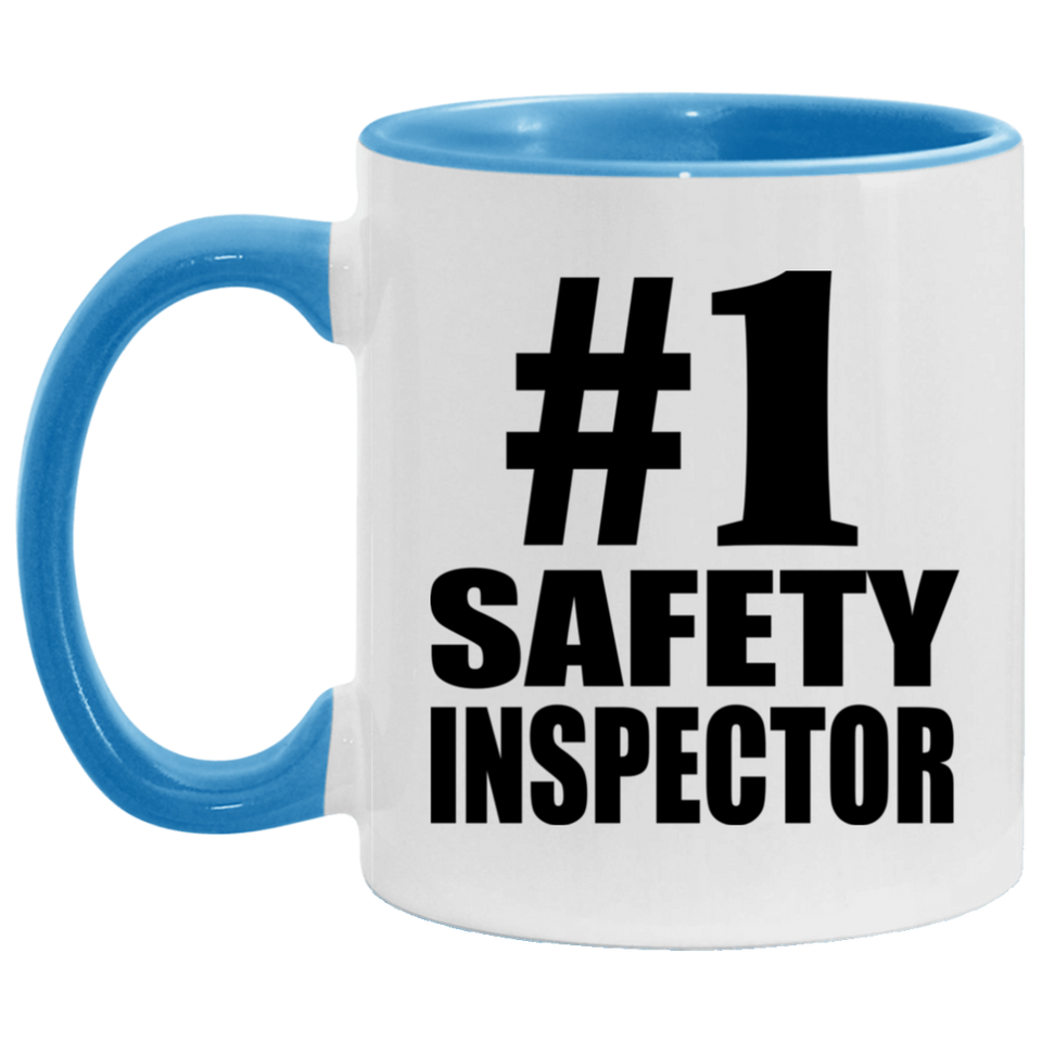 Number One #1 Safety Inspector - 11oz Accent Mug Blue