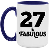 27th Birthday 27 & Fabulous - 15oz Accent Mug Purple