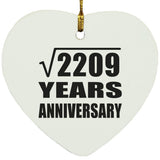 47th Anniversary Square Root of 2209 Years Anniversary - Heart Ornament