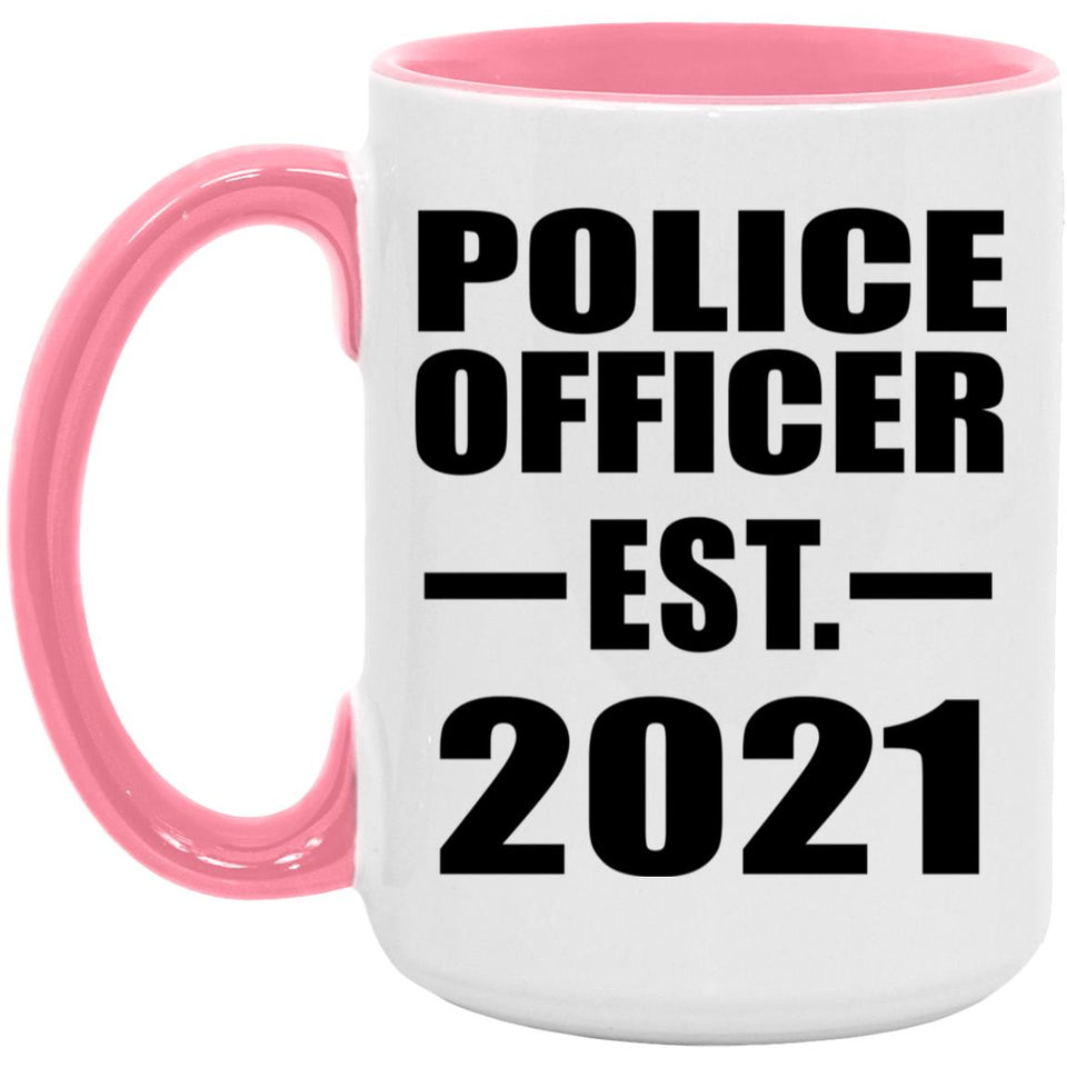 Police Officer Established EST. 2021 - 15oz Accent Mug Pink