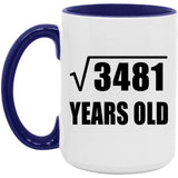 59th Birthday Square Root of 3481 Years Old - 15oz Accent Mug Purple