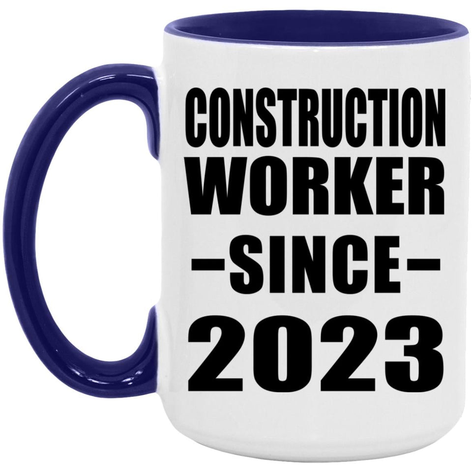 Construction Worker Since 2023 - 15oz Accent Mug Purple
