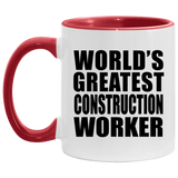 World's Greatest Construction Worker - 11oz Accent Mug Red