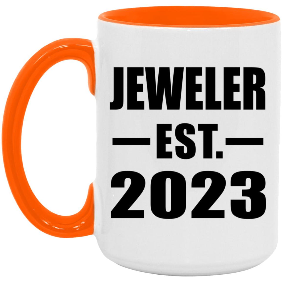 Jeweler Established EST. 2023 - 15oz Accent Mug Orange